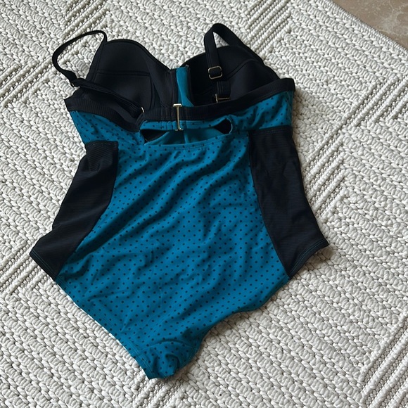 Terra & Sky Teal and Black One-Piece Swimsuit - Picture 6 of 7
